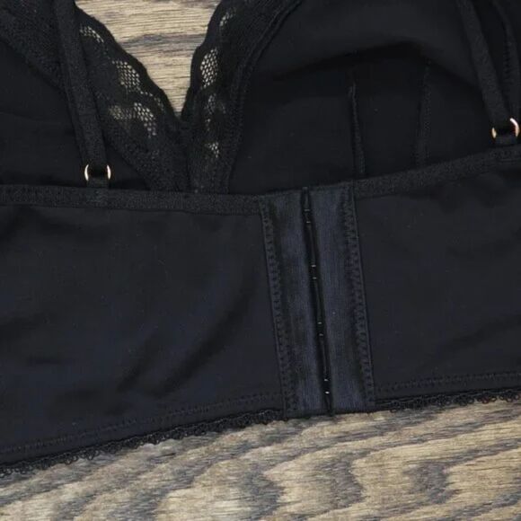 Inc International Concepts Womens Floral Lace-Trim Bralette Deep Black M NWT - Picture 2 of 4